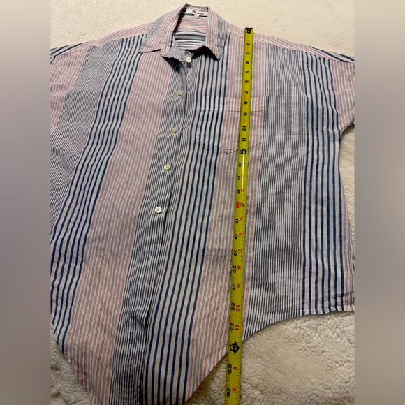 Madewell Short-Sleeve Tie-Front Shirt in Rawley Stripe Tulum Blue Sz XS - Picture 5 of 7